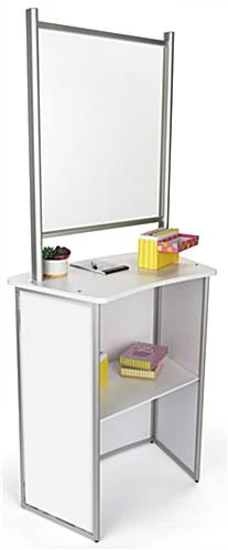 30"w Portable Counter W/ PET Sneeze Guard & Inner Shelf - White - Image 4