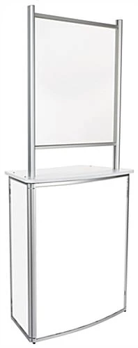 30"w Portable Counter W/ PET Sneeze Guard & Inner Shelf - White