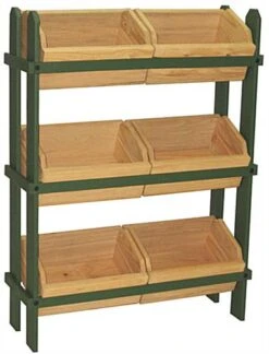 Wood Crate Stand With 6 Removable Pine Compartments