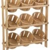 Tiered Wooden Display, Floor Standing, 9 Baskets – Oak