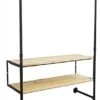 Wall Mounted Pipeline Display, 2 Shelves, 1 Dual Spoke Hanging Bar – Natural