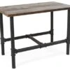 Wooden Pipeline Nesting Table, Rectangular, Metal Legs – Dark Brown