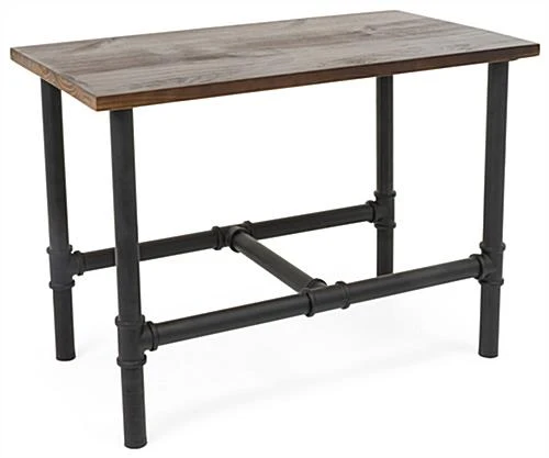 Wooden Pipeline Nesting Table, Rectangular, Metal Legs – Dark Brown