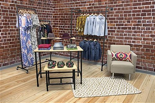 Pipeline Clothing Rack With Double Tiered Bars, 4 Wheels – Black - Image 5