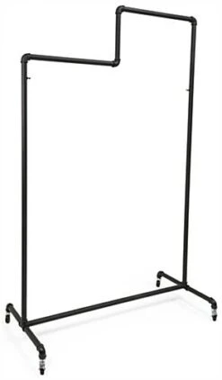 Pipeline Clothing Rack With Double Tiered Bars, 4 Wheels – Black