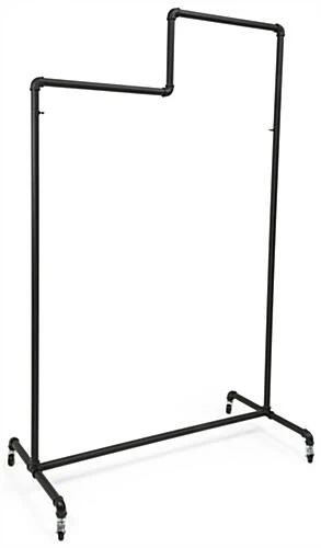 Pipeline Clothing Rack With Double Tiered Bars, 4 Wheels – Black