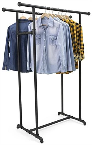 Pipeline Clothing Rack With 2 Bars – Black - Image 2