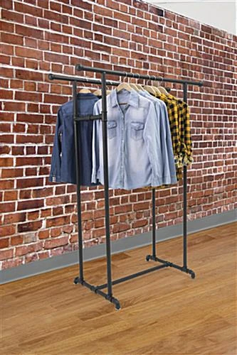 Pipeline Clothing Rack With 2 Bars – Black - Image 4