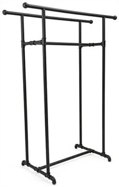 Pipeline Clothing Rack With 2 Bars – Black