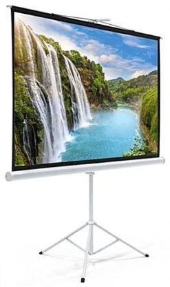 79 X 45 Projector Screen With Tripod Stand, 90-inch Retractable Screen - Black