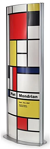 24 X 72 Poster Stand For Floor, Double Sided, Snap Open, Curved - Silver