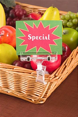 4-inch Clip-on Sign Holder For 1-in Edges, Holds 0.25" Cardstock, Set Of 100 - Clear - Image 2