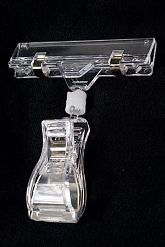 4-inch Clip-on Sign Holder For 1-in Edges, Holds 0.25" Cardstock, Set Of 100 - Clear