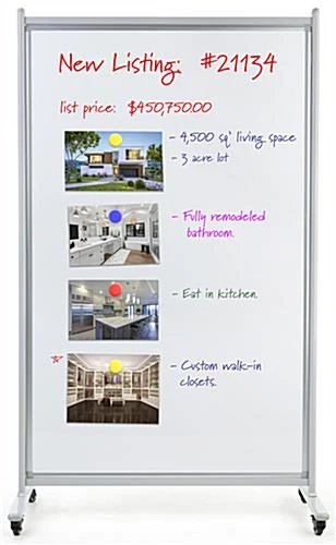 40 X 70 Write-On Board, Floor Stand W/ Wheels, Dry Erase, Double Sided - White - Image 2