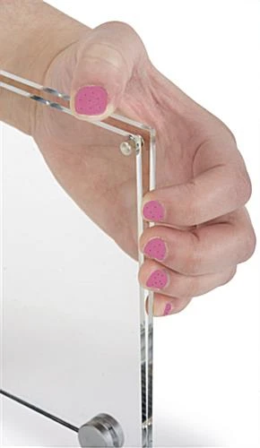 8.5 X 5.5 Wall Sign Holder With Acrylic Plates, Silver Standoffs - Clear - Image 4