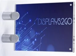 5 X 3.75 Wall Sign Holder With Acrylic Plates, Silver Standoffs - Clear