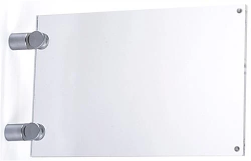 8.5 X 5.5 Wall Sign Holder With Acrylic Plates, Silver Standoffs - Clear - Image 2