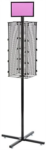 Metal Gridwall Fixture W/ Wheels & Levelers, 4-Sided, Rotating - Black