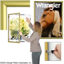 22 X 28 Poster Frame For Wall Mount, Swing Door With Lock, Aluminum - Satin Gold