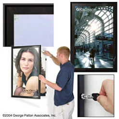 24 X 36 Matted Poster Frame For Wall, Black Mat, Swing Door With Lock - Black