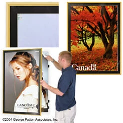 30 X 40 Matted Poster Frame For Wall, Black Mat, Swing Door - Satin Gold