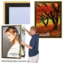 30 X 40 Matted Poster Frame For Wall, Black Mat, Swing Door - Satin Gold