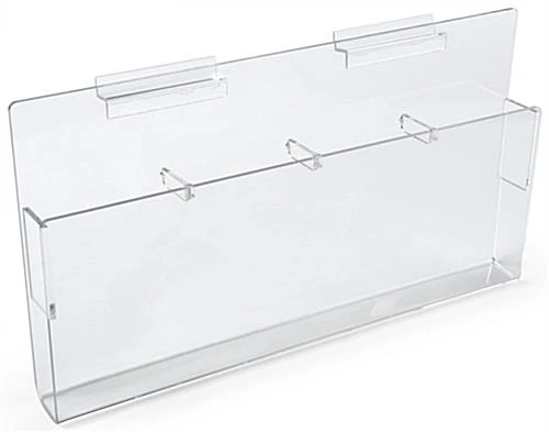 4-Pocket Acrylic Literature Holder For Slatwall, 4"/8.5"w - Clear - Image 2