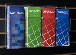 4-Pocket Acrylic Literature Holder For Slatwall, 4"/8.5"w - Clear