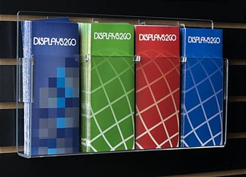 4-Pocket Acrylic Literature Holder For Slatwall, 4"/8.5"w - Clear