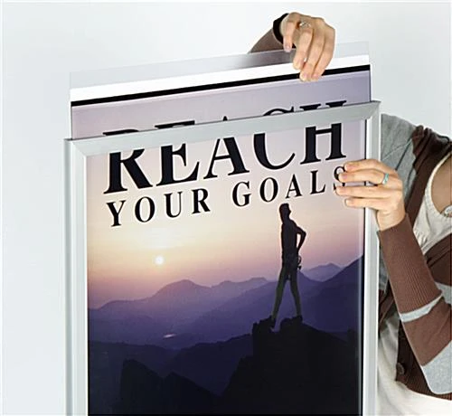 18 X 24 Poster Stand For Floor, Top Insert, Double Sided - Silver - Image 2