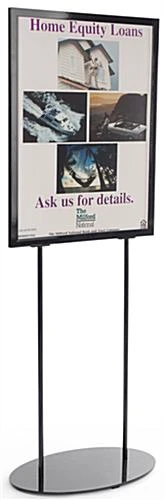 22 X 28 Poster Stand For Floor, Top Insert, Double Sided, Oval Base - Black