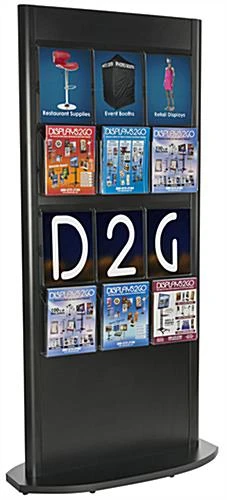 Slatwall Kiosk W/ (12) 8.5 X 11 Sign Holders, (12) 8.5 X11 Pockets - Black - Image 3