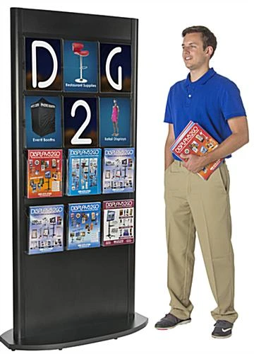 Slatwall Kiosk W/ (12) 8.5 X 11 Sign Holders, (12) 8.5 X11 Pockets - Black - Image 4