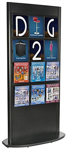 Slatwall Kiosk W/ (12) 8.5 X 11 Sign Holders, (12) 8.5 X11 Pockets - Black