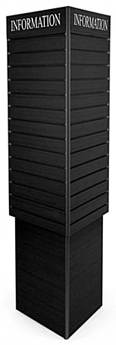 3-Sided Slatwall Kiosk For Floor, 71"h, 24 X 43 Panels W/Custom Header - Black