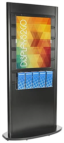 Slatwall Kiosk With (2) 22 X 28 Poster Frames, (2) 5-Pocket Brochure Holders - Black