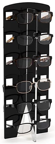 6.5" W X 18"H Acrylic Eyewear Display W/ 6 Frame Capacity - Clear And Black