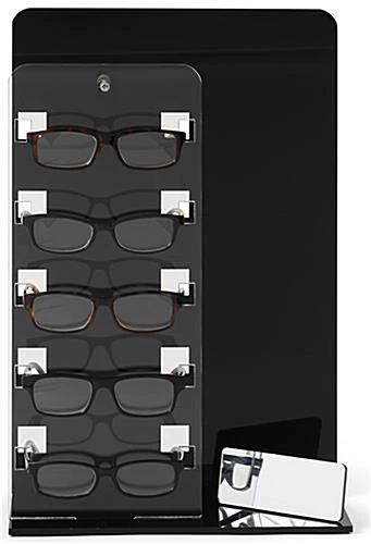 11.5" W X 18"H Acrylic Eyewear Display W/ 5 Frame Capacity - Clear And Black - Image 2