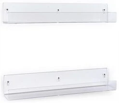 24 X 4 Acrylic Shelves, Wall Mounted, Dual Installation Options, Set Of 2 - Clear