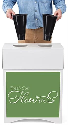 Cardboard Flower Display, 2 Waterproof Plastic Buckets & Green Stock Graphic - White - Image 4