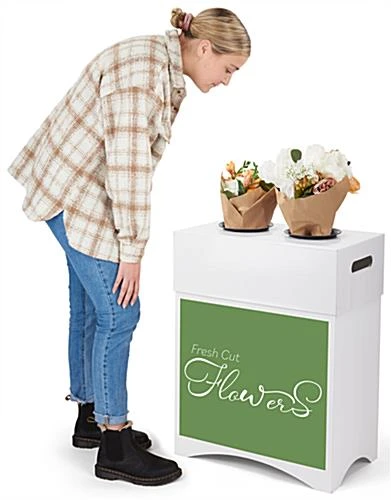 Cardboard Flower Display, 2 Waterproof Plastic Buckets & Green Stock Graphic - White - Image 6