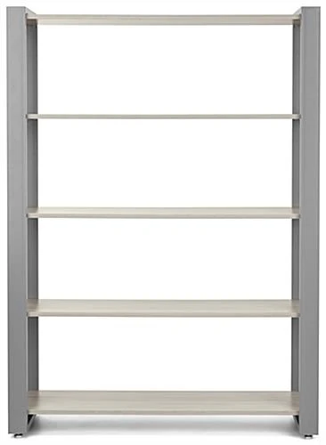 Steel Frame Shelving Unit With 5 MDF Tiers, Open Back - Gray - Image 3