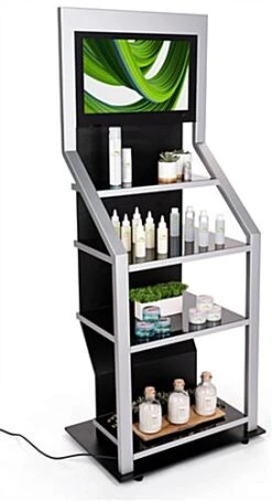 Digital Retail Shelving Unit W/ 21.5" LCD Screen & Remote Control - Black And Silver