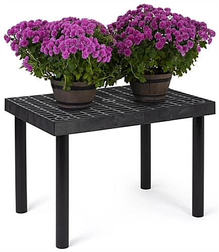 36"w Garden Center Bench Display With 24" Legs, Grid Top, Weatherproof - Black - Image 2