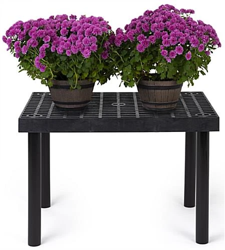 36"w Garden Center Bench Display With 24" Legs, Grid Top, Weatherproof - Black - Image 4