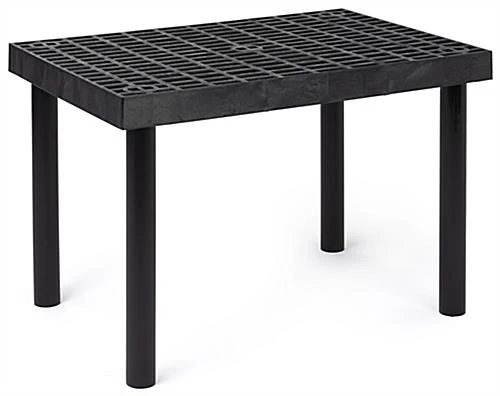 36"w Garden Center Bench Display With 24" Legs, Grid Top, Weatherproof - Black