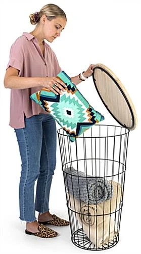 Retail Basket, 20" W By 32" H, Wood And Iron - Black - Image 4