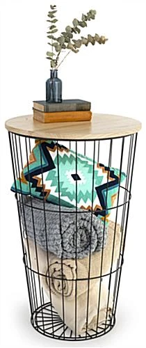 Retail Basket, 20" W By 32" H, Wood And Iron - Black