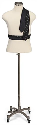 Male Dress Form With Wheeled Base, Adjustable Height - Silver - Image 3
