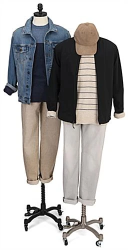 Male Dress Form With Wheeled Base, Adjustable Height - Silver - Image 9